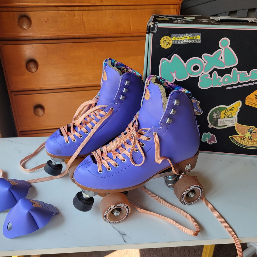 Purple and Pink Classic Quad Roller Skates